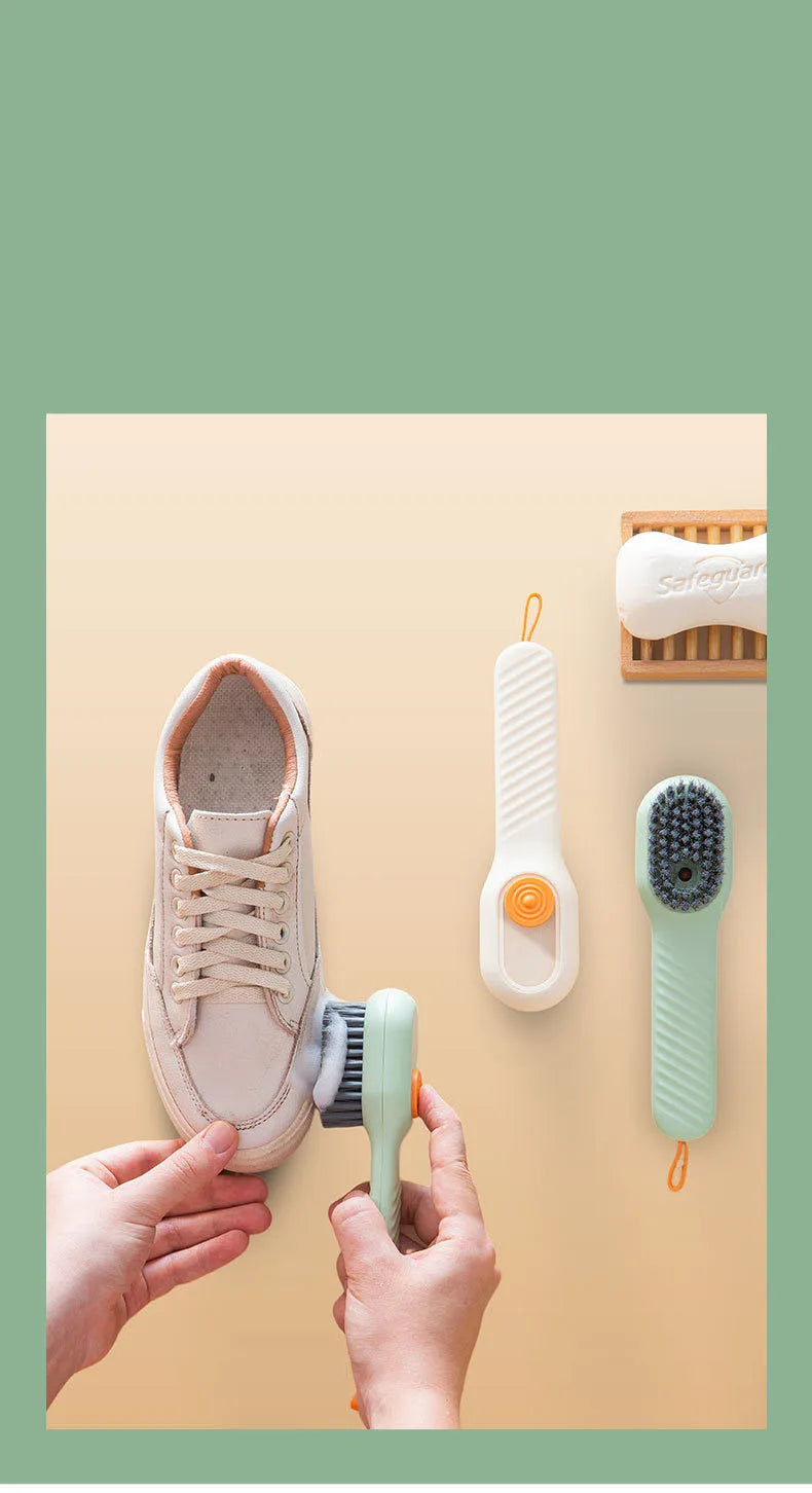 1 Multifunctional Cleaning Shoe Brush Soft Automatic Liquid Shoe Brush Soap Brush with Hook Cleaning Tool, Tiny and Convenient