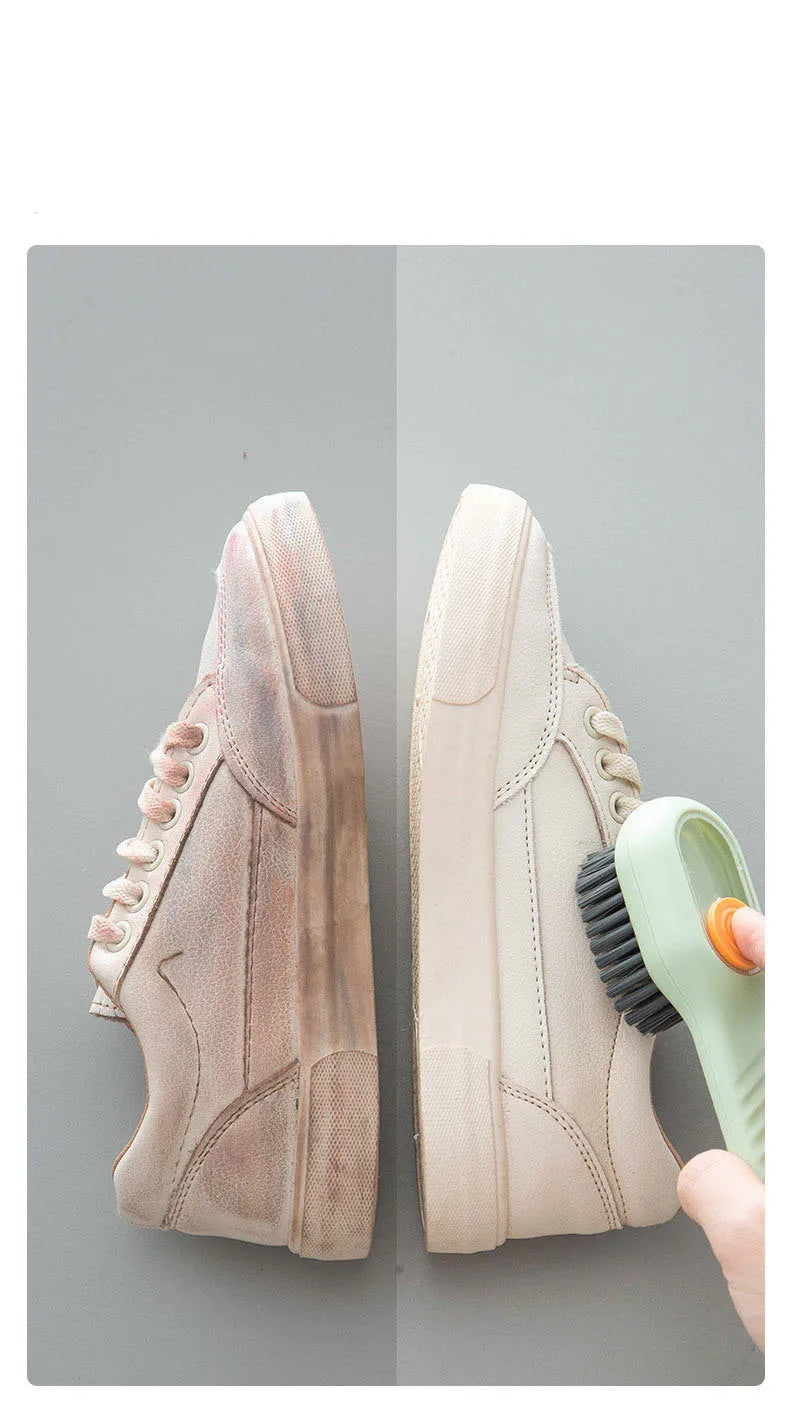 1 Multifunctional Cleaning Shoe Brush Soft Automatic Liquid Shoe Brush Soap Brush with Hook Cleaning Tool, Tiny and Convenient