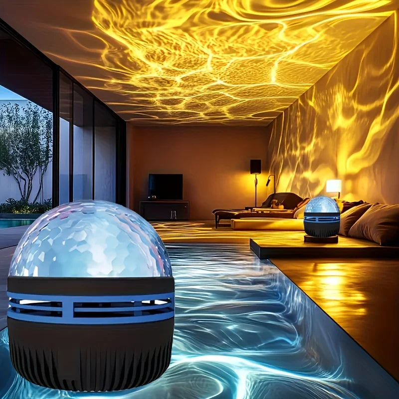 1pc USB Powered Water Wave Effect Projector,  7 color modes, adjustable brightness, multi-color lighting, suitable for bedrooms