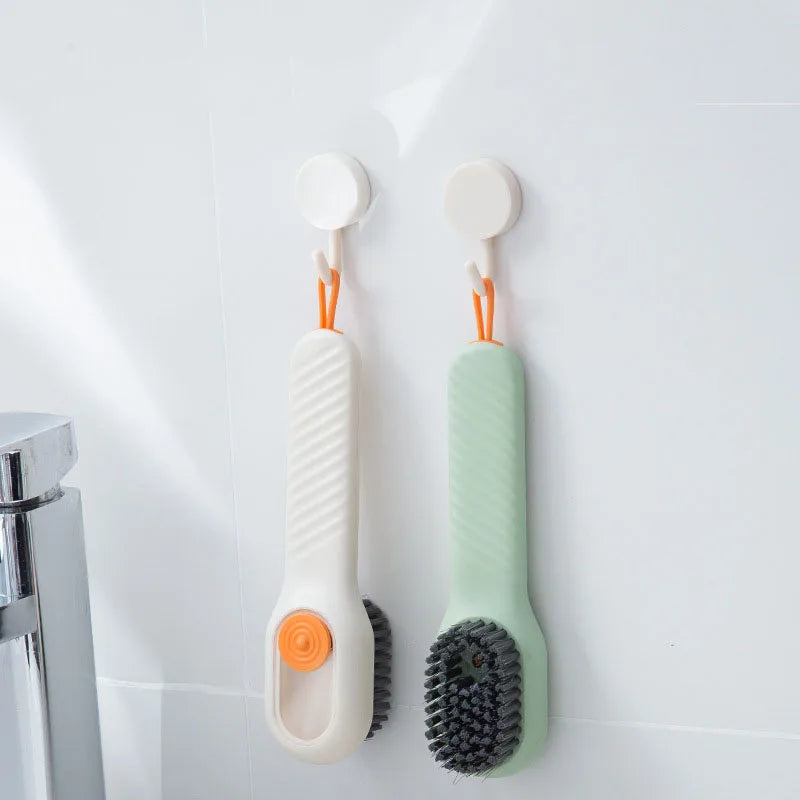 1 Multifunctional Cleaning Shoe Brush Soft Automatic Liquid Shoe Brush Soap Brush with Hook Cleaning Tool, Tiny and Convenient
