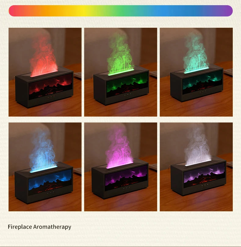 VISSKO Creative Fireplace Air Humidifier Waterless Auto-Off Aroma Essential Oil Diffuser with LED Light Remote Control for Gift