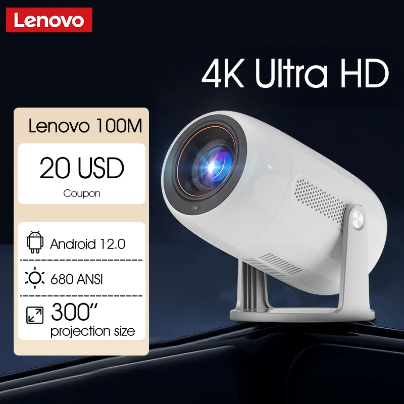 Lenovo Portable 4K Projector 100M Android 12 WIFI 6 TOF No-Sense Auto Focus Outdoor Full HD Projector Video Movie Home Theater