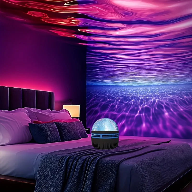 1pc USB Powered Water Wave Effect Projector,  7 color modes, adjustable brightness, multi-color lighting, suitable for bedrooms