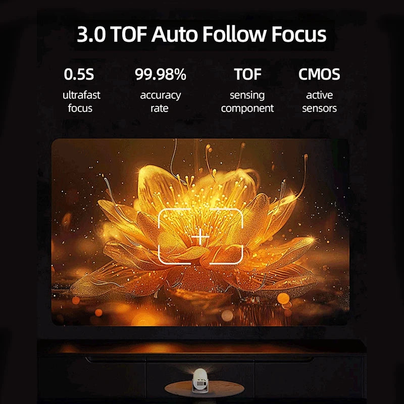 Lenovo Portable 4K Projector 100M Android 12 WIFI 6 TOF No-Sense Auto Focus Outdoor Full HD Projector Video Movie Home Theater